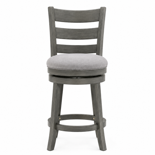 Barhocker Holz Grau mit Polyesterbezug