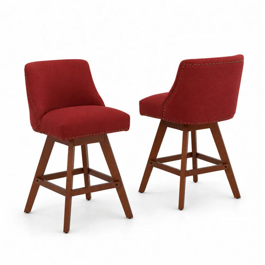 Barhocker Set 2-tlg. Rot Stoff mit Holz