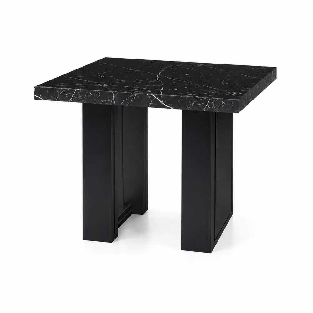 Esstisch aus MDF mit schwarzer Marmoroptik 80x80 cm