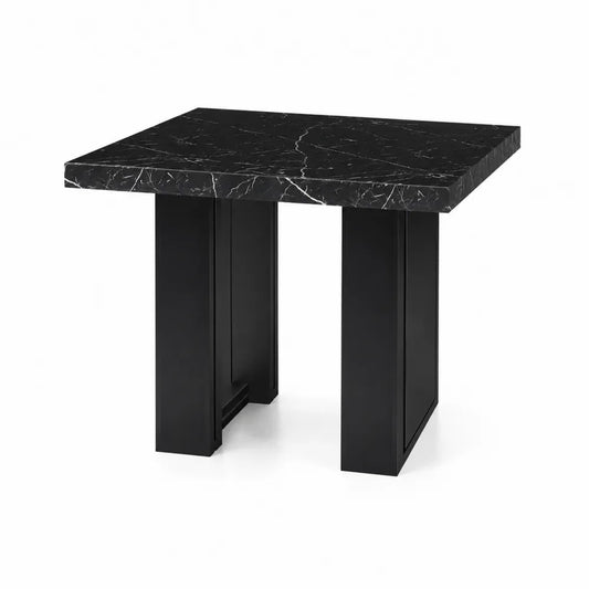 Esstisch aus MDF mit schwarzer Marmoroptik 80x80 cm