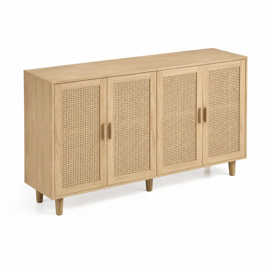 Sideboard Holz mit Rattan-Geflecht 160x40x80 cm