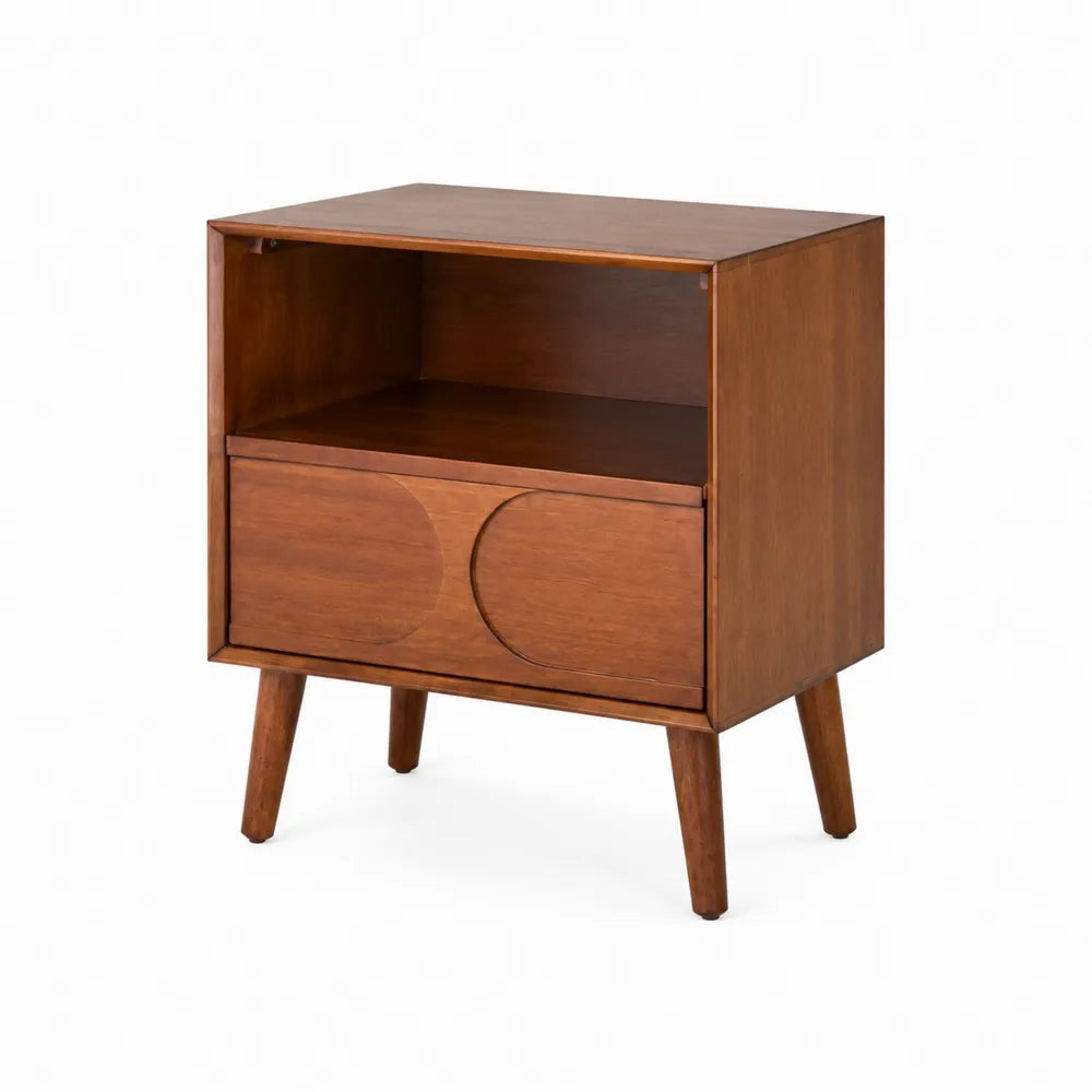 Nachttisch Holz Braun mit Schublade und Regal 50x40x60cm