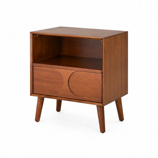Nachttisch Holz Braun mit Schublade und Regal 50x40x60cm