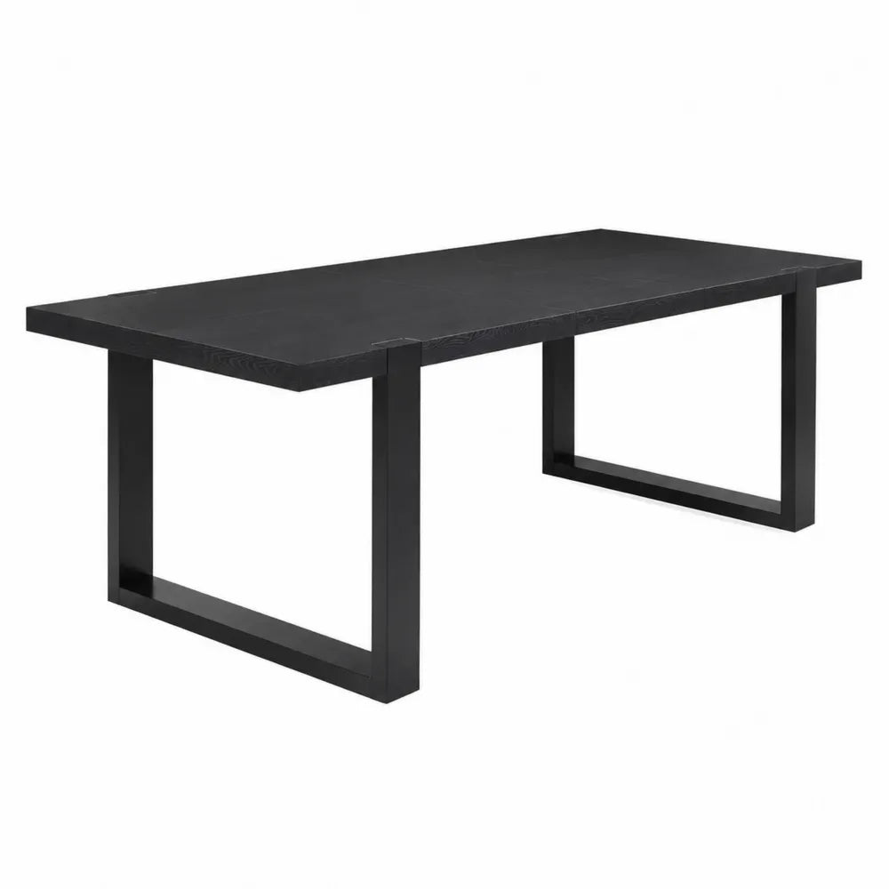 Rechteckiger Esstisch in Schwarz aus MDF-Holz und Stahl 200x100x75 cm