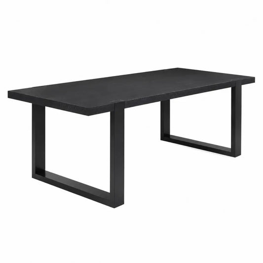 Rechteckiger Esstisch in Schwarz aus MDF-Holz und Stahl 200x100x75 cm