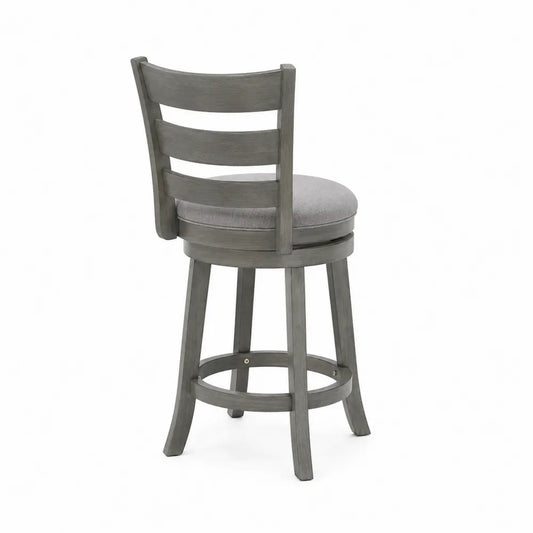 Barhocker Holz Grau mit Polyesterbezug
