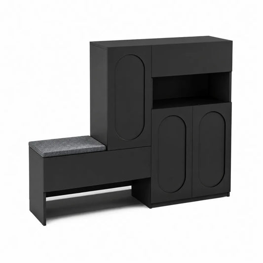 MDF Kommode mit Sitzbank Schwarz 150x120x40cm